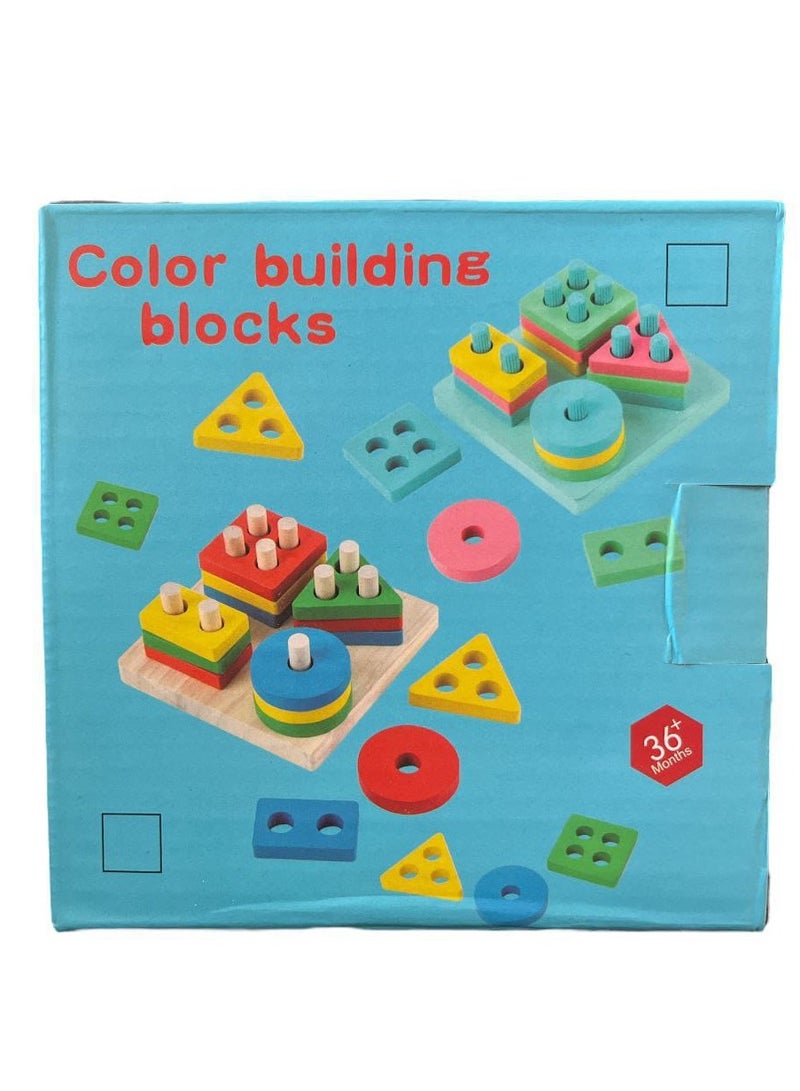 مجموعة تطابق مكعبات خشبية تعليمية للأطفال للتعرف على الأشكال بأشكال متعددة - Image 1