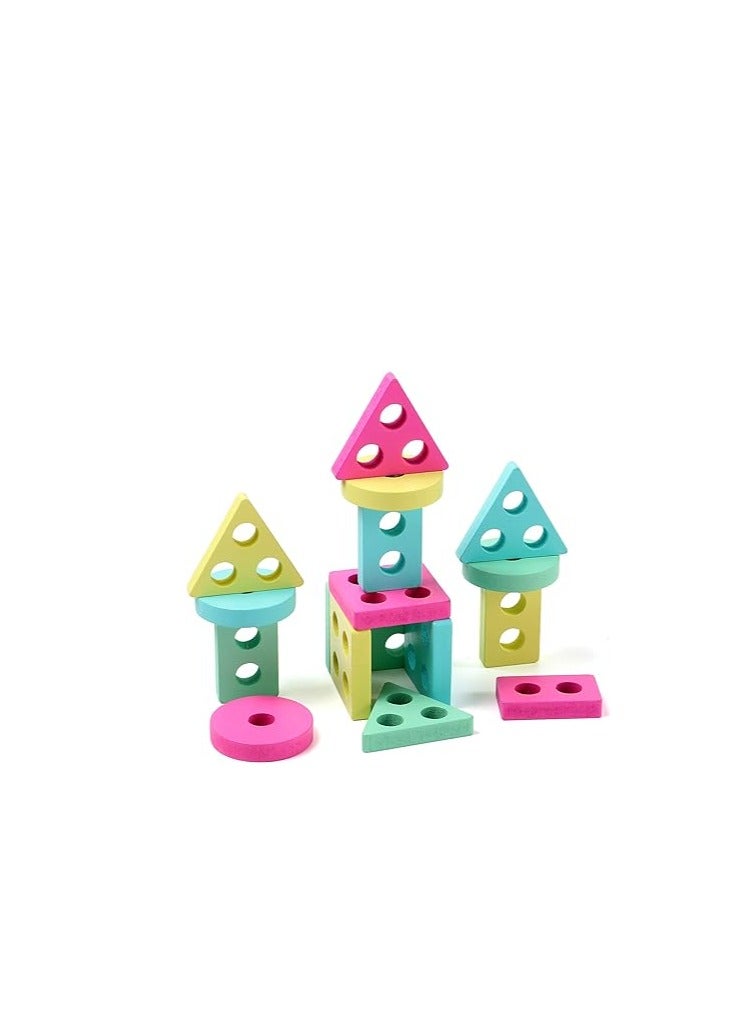 مجموعة تطابق مكعبات خشبية تعليمية للأطفال للتعرف على الأشكال بأشكال متعددة - Image 2