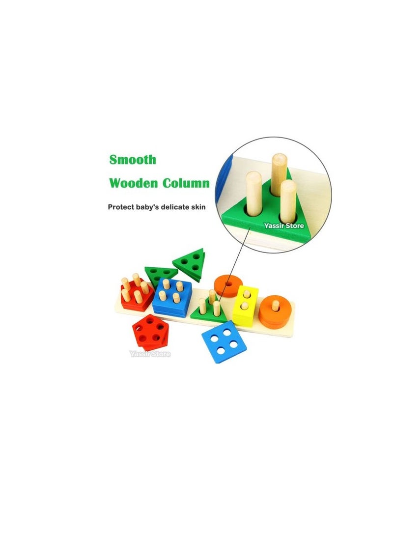 مجموعة تطابق مكعبات خشبية تعليمية للأطفال للتعرف على الأشكال بأشكال متعددة - Image 3