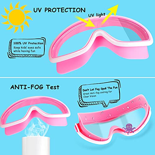 COOLOO Kids Swim Goggles for Age 3-15, 2 Pack Kids Goggles for Swimming with Nose Cover, No Leaking, Anti-Fog, Waterproof - Image 4