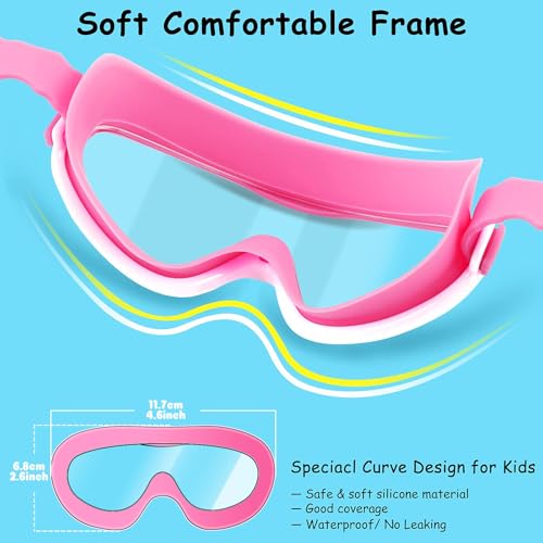 COOLOO Kids Swim Goggles for Age 3-15, 2 Pack Kids Goggles for Swimming with Nose Cover, No Leaking, Anti-Fog, Waterproof - Image 5