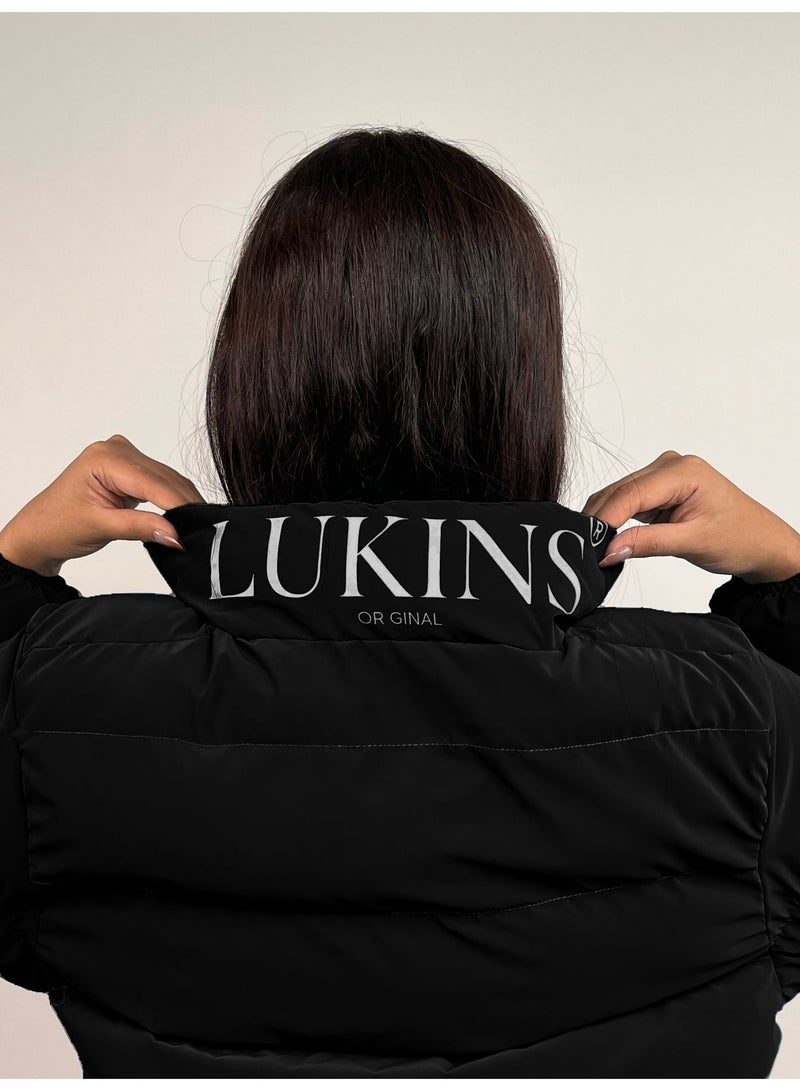 LUKINS High-Quality Cropped Puffer Jacket in black Waterproof for Women’s - Image 3
