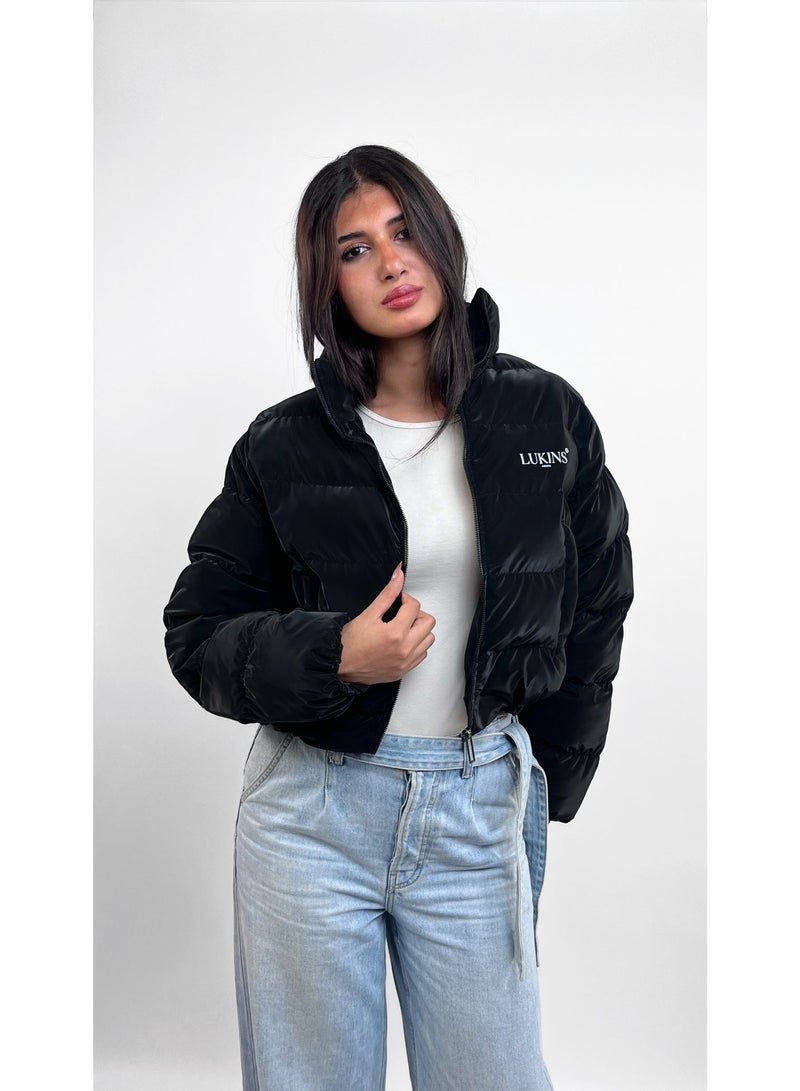 LUKINS High-Quality Cropped Puffer Jacket in black Waterproof for Women’s - Image 1