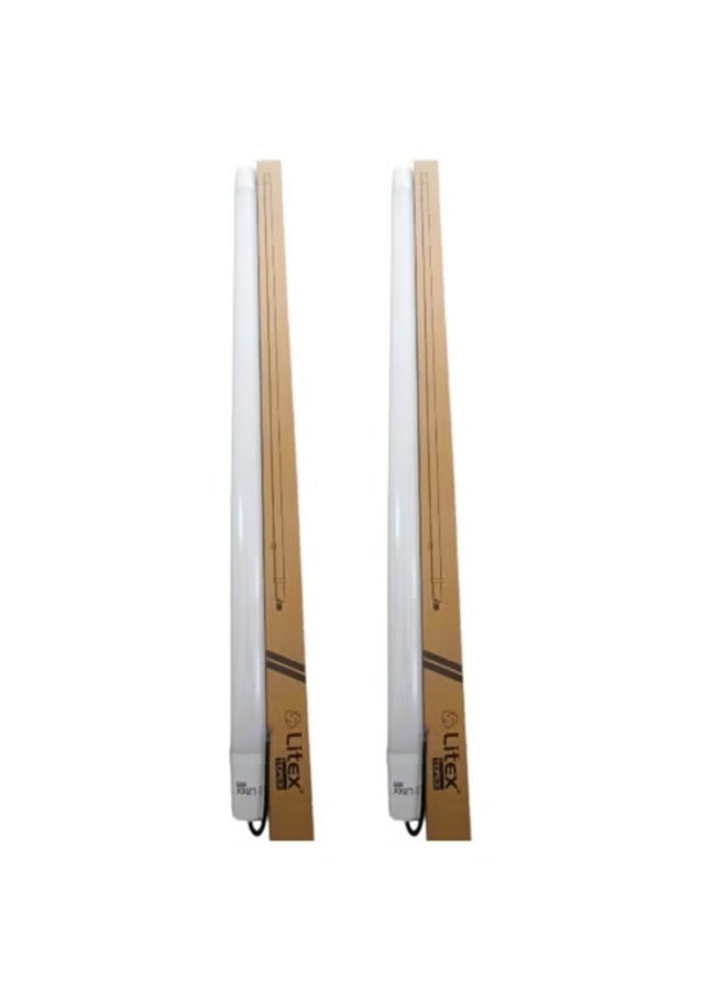 Litex Pack Of 2 LED Weatherproof Fixture 36W 6500K Cool Daylight | IP-Rated Waterproof Batten Light for Indoor & Outdoor Use | WE36/LTX - Image 1