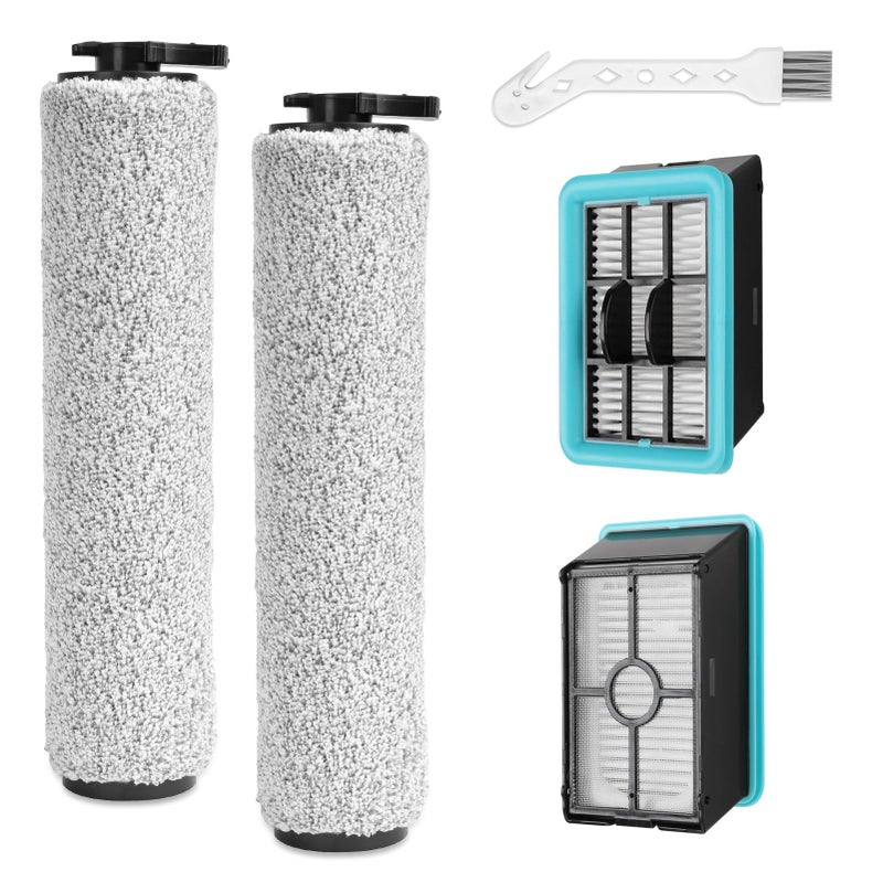 FFsign 3831 استبدال فلتر فرشاة الأسطوانة متوافق مع بيسل كروس ويف خبير الأرضيات الصلبة 3831 HF2 3845N مكنسة كهربائية منظف الأرضيات رطب جاف مجموعة ملحقات 2 فرشاة أسطوانية 2 قطع فلتر