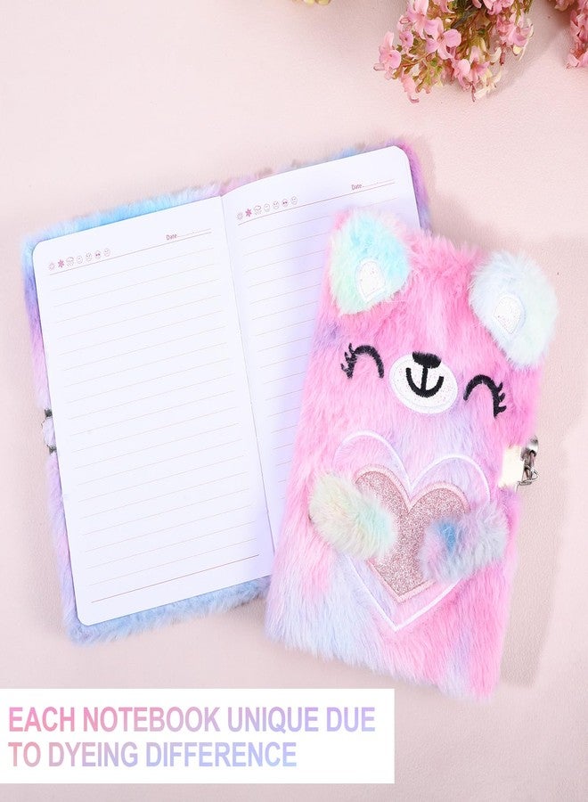 Qiuruoo Cat Diary with Lock for girls,6 7 8 Year Old Girl Birthday Gifts,Cute Journal with Lock,Includes a Hardcover Fluffy Locking Notebook,Multicolored Pens,Diamond Stickers and Gift Box(Pink) - Image 3