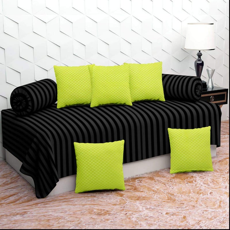KIAAKSH KIAAKSH Premium Look Diwan Set of 8 Pieces 1 Single Bedsheet Size 60 X 90 in 2 Booster Covers Size Standard 5 Cushion Covers Size 16 X 16 in Combo Pack of 8 DSG05  - Image 4
