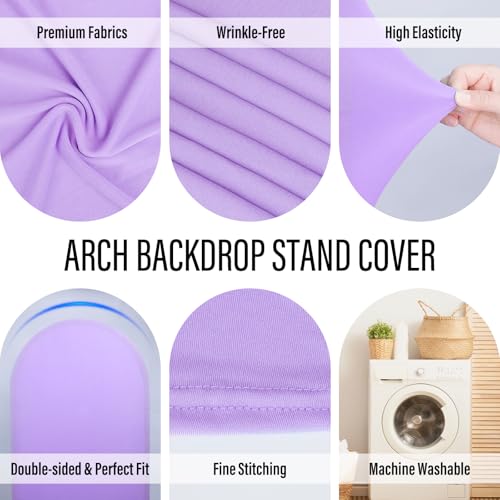 LEBENGURU Upgraded 7.2FT Wedding Arch Cover, Purple Spandex Fitted Arch Backdrop Cover, Round Top Chiara Stand Covers for Birthday Party Baby Shower Banquet Balloon Décor - Image 3