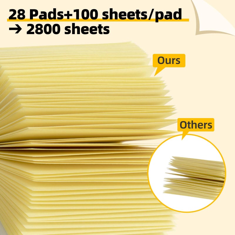 HappyHapi Sticky Notes 3x3 Inches Bulk 28 Pack 2800 Sheets Colored Self-Stick Pads, 100 Sheets/Pad, 4 Bright Colors (Yellow, Green, Pink, Blue) for Office Supplies, School, Home - Image 2