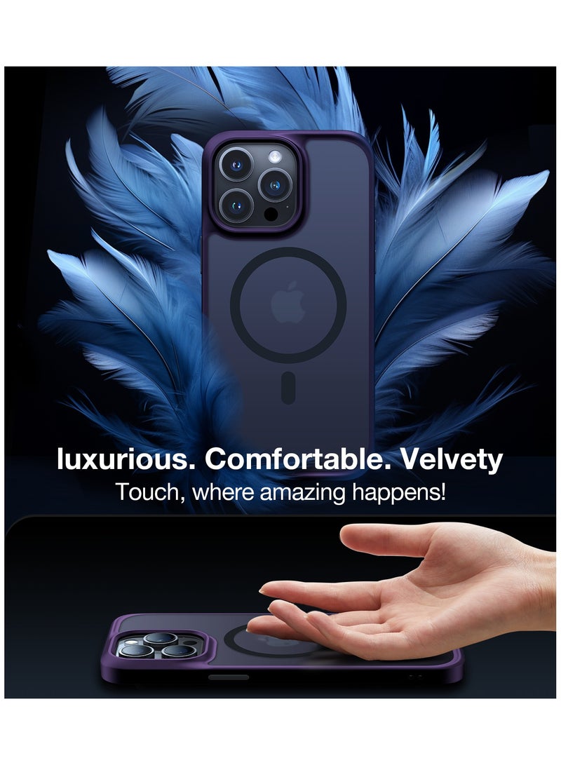 TORRAS Magnetic Guardian Designed for iPhone 15 Pro Max Case, [Mil-Grade Drop Tested] [Compatible with MagSafe] Slim Frosted, Translucent Slim Protective Case for 15 Pro Max Anti-Fingerprint Anti-ScratchCase for iPhone 15 Pro Max Phone Case (6.7") Purple Dark Purple - Image 5