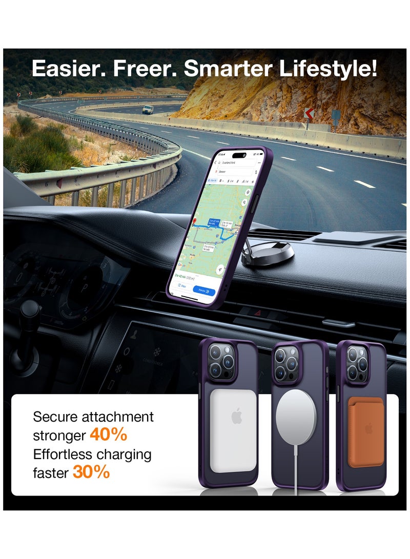 TORRAS Magnetic Guardian Designed for iPhone 15 Pro Max Case, [Mil-Grade Drop Tested] [Compatible with MagSafe] Slim Frosted, Translucent Slim Protective Case for 15 Pro Max Anti-Fingerprint Anti-ScratchCase for iPhone 15 Pro Max Phone Case (6.7") Purple Dark Purple - Image 2
