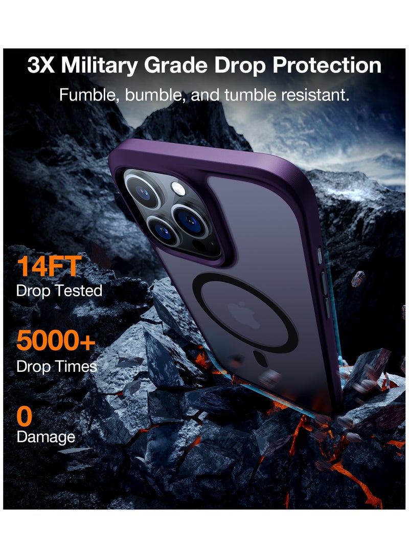 TORRAS Magnetic Guardian Designed for iPhone 15 Pro Max Case, [Mil-Grade Drop Tested] [Compatible with MagSafe] Slim Frosted, Translucent Slim Protective Case for 15 Pro Max Anti-Fingerprint Anti-ScratchCase for iPhone 15 Pro Max Phone Case (6.7") Purple Dark Purple - Image 3