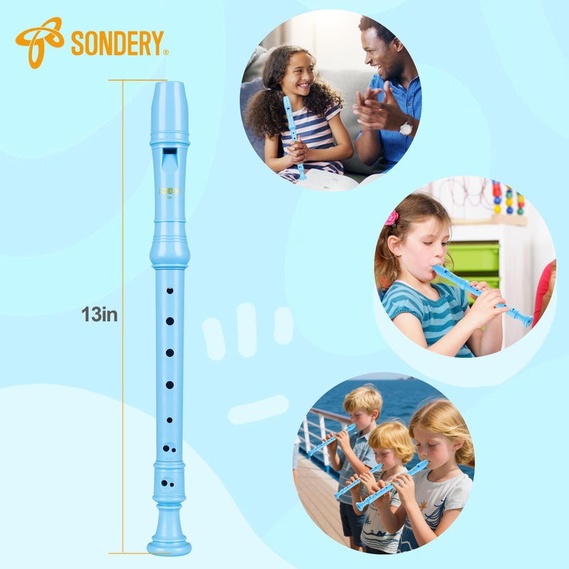 Sondery Soprano Recorder Instrument German Fingering Durable Beginner's Recorder Easy-to-Play Plastic Body Includes Fingering Chart Carry Pouch - Image 4
