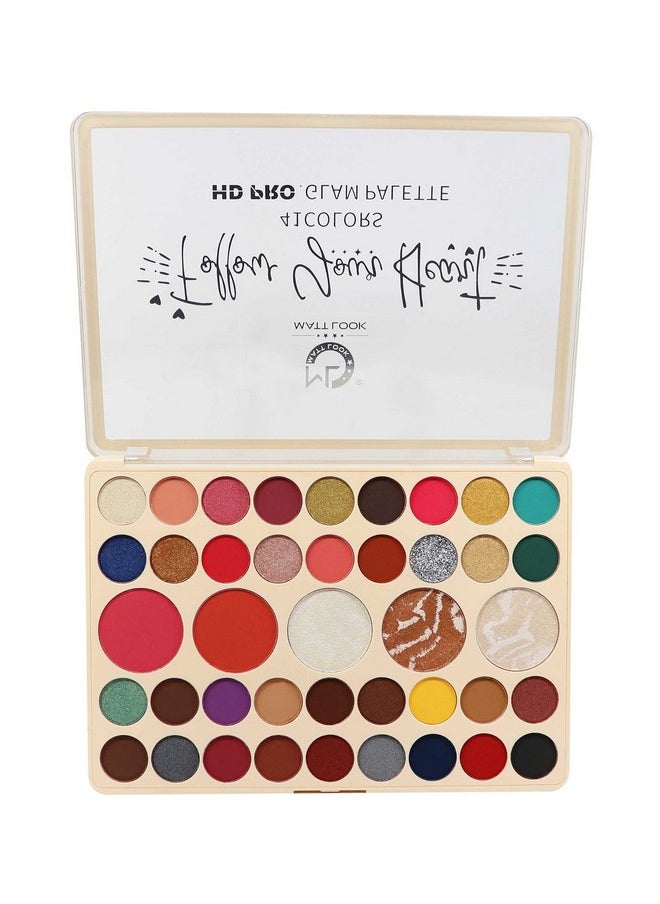 matt look 41 Colors Hd Pro Glam Palette|Multi-Purpose|Bright Vibrant Colors|Water Proof Formula|Easy To Use & Blend|One Stroke Application|Eye Shadows & Highlighters In 1 Palette- 41.6 Gm Multicolor  - Image 2