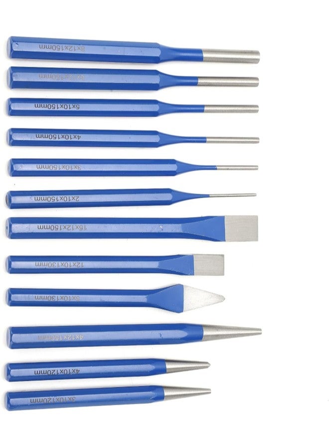 كلاراكو مجموعة أدوات النقش والثقب ذات المقبض الأزرق ذات الشكل الأسطواني المسطح والمخروطي، مكونة من 12 قطعة