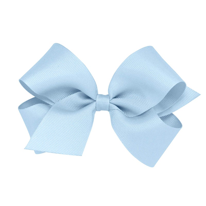 Wee Ones Girls' Plain Wrap Classic Grosgrain Hair Bows on a WeeStay No-Slip Hair Clip, Handmade, Medium, Millennium Blue - Image 1