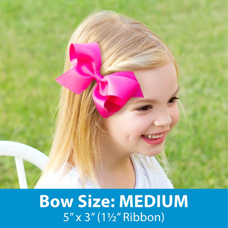 Wee Ones Girls' Plain Wrap Classic Grosgrain Hair Bows on a WeeStay No-Slip Hair Clip, Handmade, Medium, Millennium Blue - Image 2
