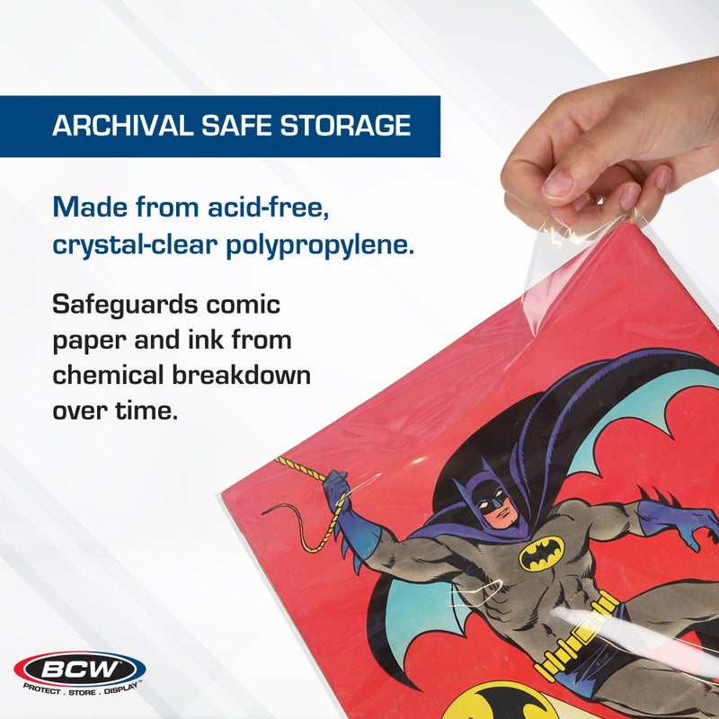 BCW Resealable Treasury Comic Bags â€“ 100 Pack | Archival-Quality Acid-Free Polypropylene Sleeves for Storing Treasury Comics | Crystal Clear Comic Book Storage | 10.5 x 13.5 Inches - Image 4