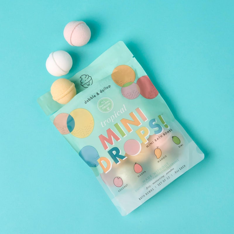 Dabble & Dollop Mini Bath Bombs, 100% Natural Droplets for Kids, Tropical Scents - Resealable Pouches, Fizzy, Moisturizing & Fun, Vegan, Gluten-Free, Cruelty-Free (Set of 24) - Image 5