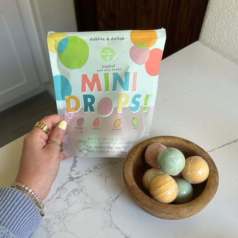 Dabble & Dollop Mini Bath Bombs, 100% Natural Droplets for Kids, Tropical Scents - Resealable Pouches, Fizzy, Moisturizing & Fun, Vegan, Gluten-Free, Cruelty-Free (Set of 24) - Image 4