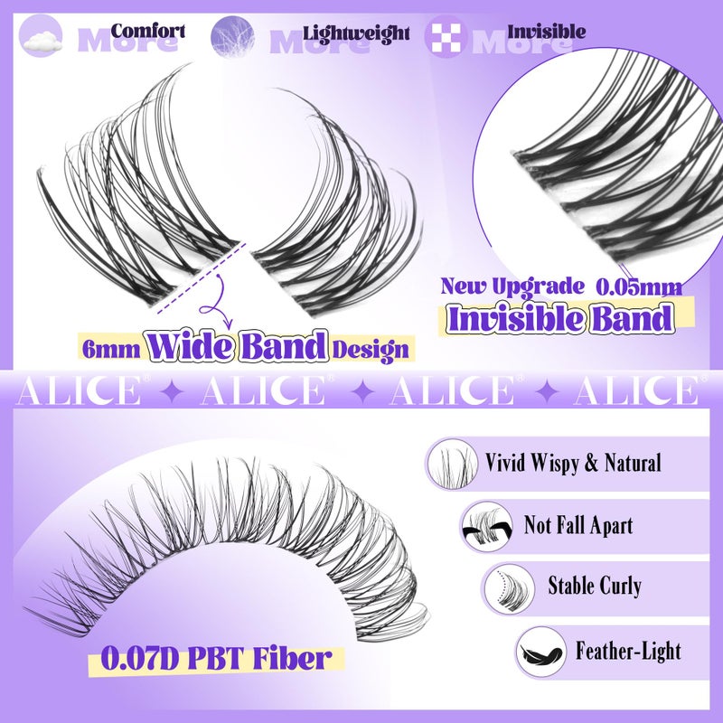 Alice Wispy Lash Clusters Invisible Band Natural Lash Extensions Waterproof 8-16mm Cluster Eyelash Extension D Curl DIY Individual Cluster Lashes by ALICE - Image 3