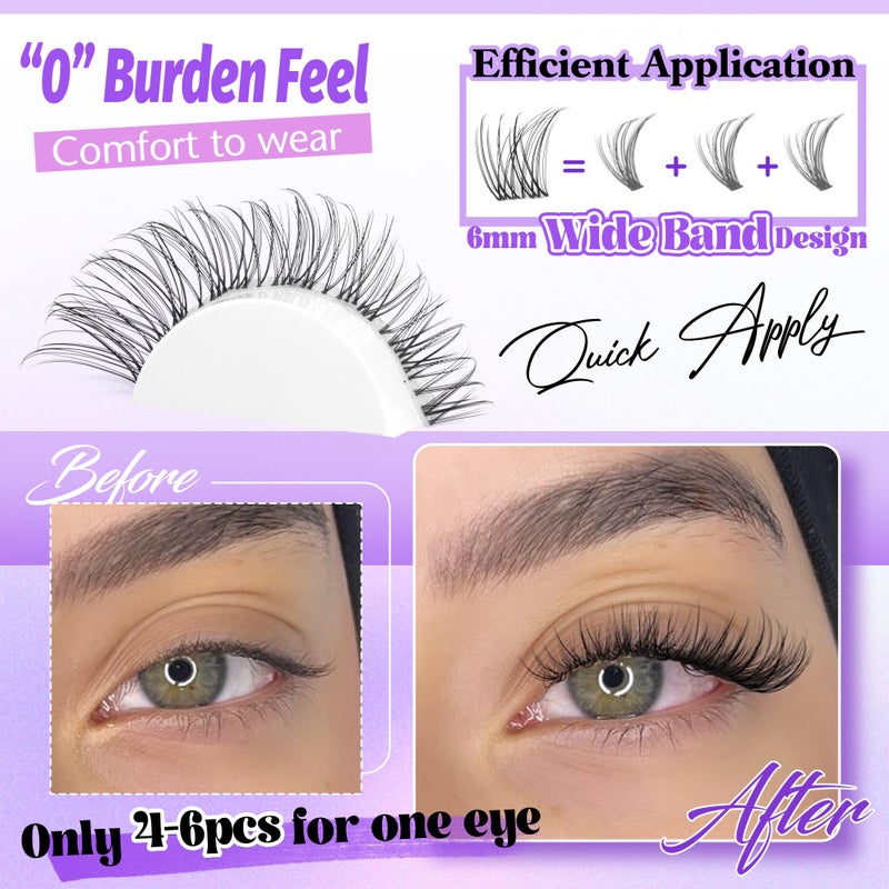 Alice Wispy Lash Clusters Invisible Band Natural Lash Extensions Waterproof 8-16mm Cluster Eyelash Extension D Curl DIY Individual Cluster Lashes by ALICE - Image 5