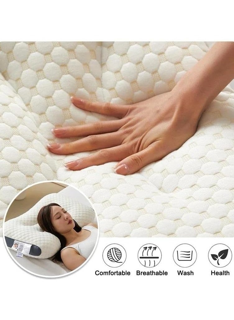 Yameem Memory Foam Pillow, Orthopedic Sleeping Pillows, Ergonomic Cervical Pillow for Neck Pain, for Side Sleepers, Back and Stomach Sleepers, Free Pillowcase Included - Image 4