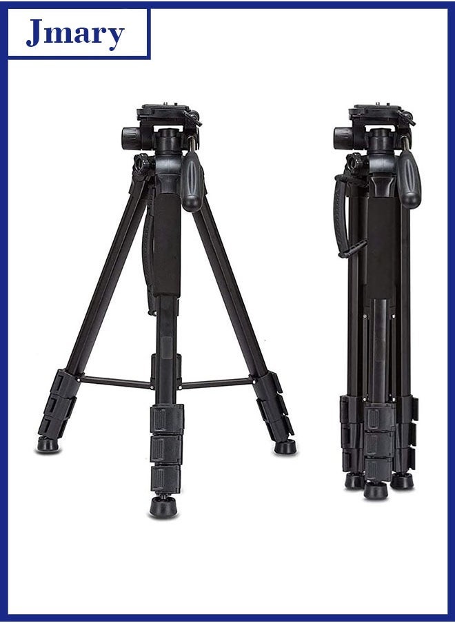 Jmary KP-2264 Professional Aluminium Tripod & Monopod for DSLR Cameras – Lightweight Adjustable 2-in-1 Camera Stand with 360° Swivel Head, Quick-Release Plate, Carry Bag & Smartphone Mount | Photography Tripod for Nikon, Canon, Sony – Black  - Image 1