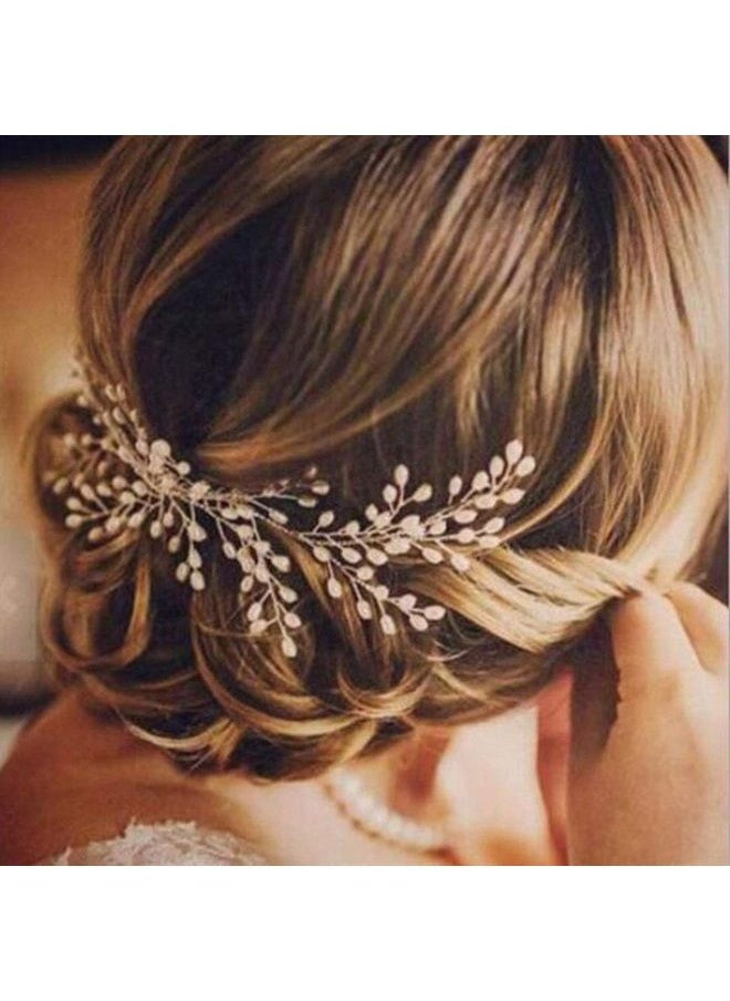 YERTTER - Bridal Pearl Hair Comb Wedding Hair Comb Pearls Women Hair Side Combs Bridal Bridemaids Flower GirlsHeadpiece (Gold) - Image 1