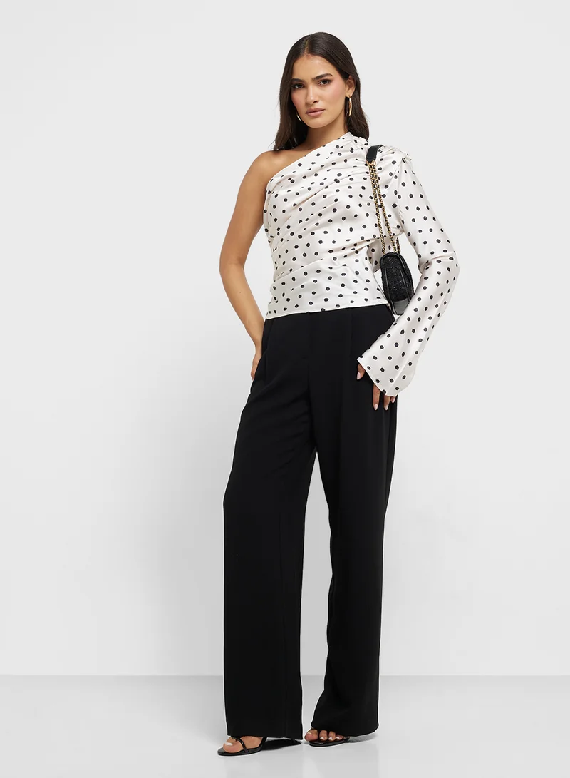 ELLA One Shoulder Polka Print Top