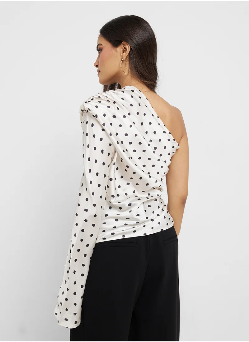 ELLA One Shoulder Polka Print Top