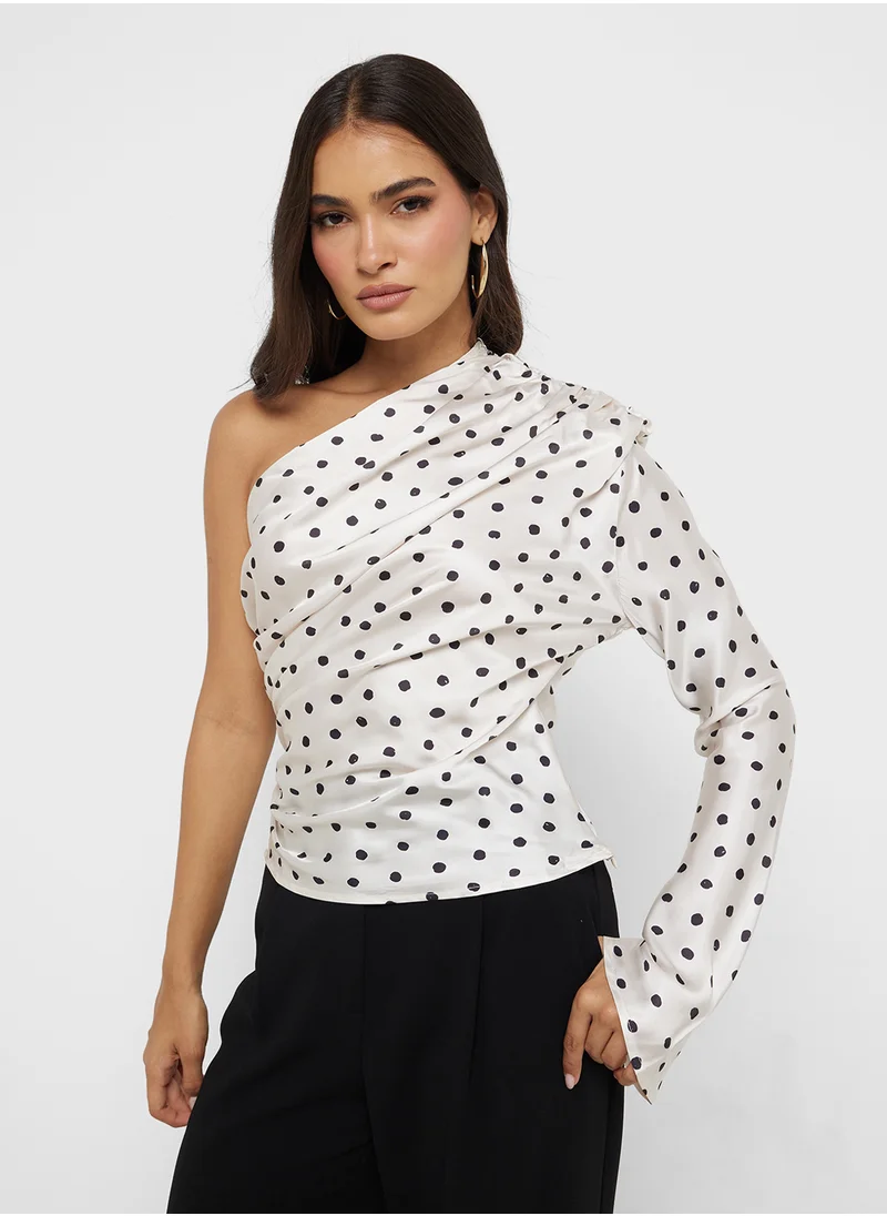 ELLA One Shoulder Polka Print Top
