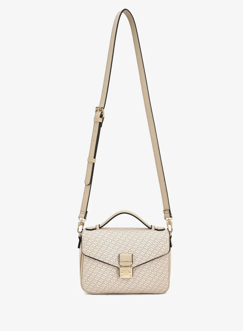 سيليست Monogram Print Satchel Bag With Button Closure