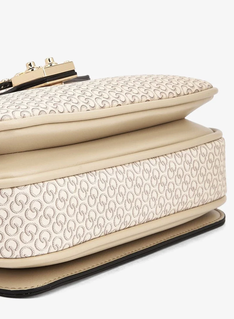 Celeste  Monogram Print Satchel Bag With Button Closure for Women | Best Price UAE