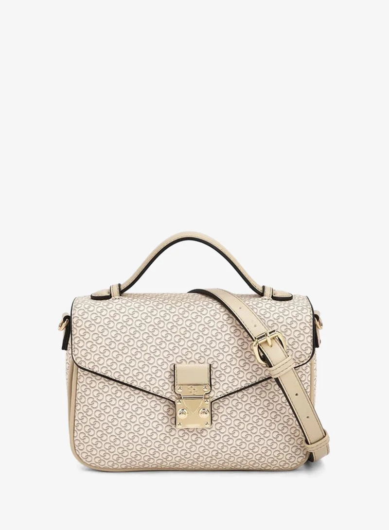 سيليست Monogram Print Satchel Bag With Button Closure