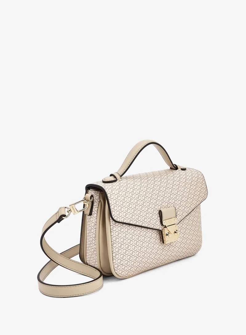 Celeste  Monogram Print Satchel Bag With Button Closure for Women | Best Price UAE