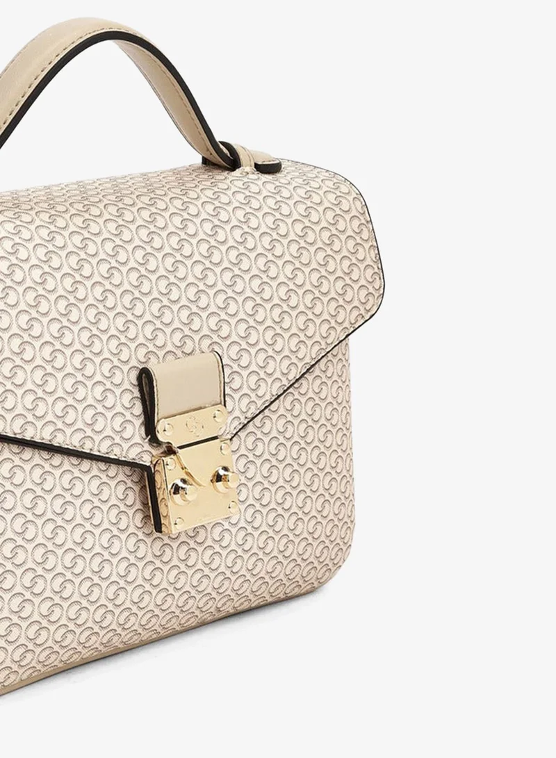 Celeste  Monogram Print Satchel Bag With Button Closure for Women | Best Price UAE