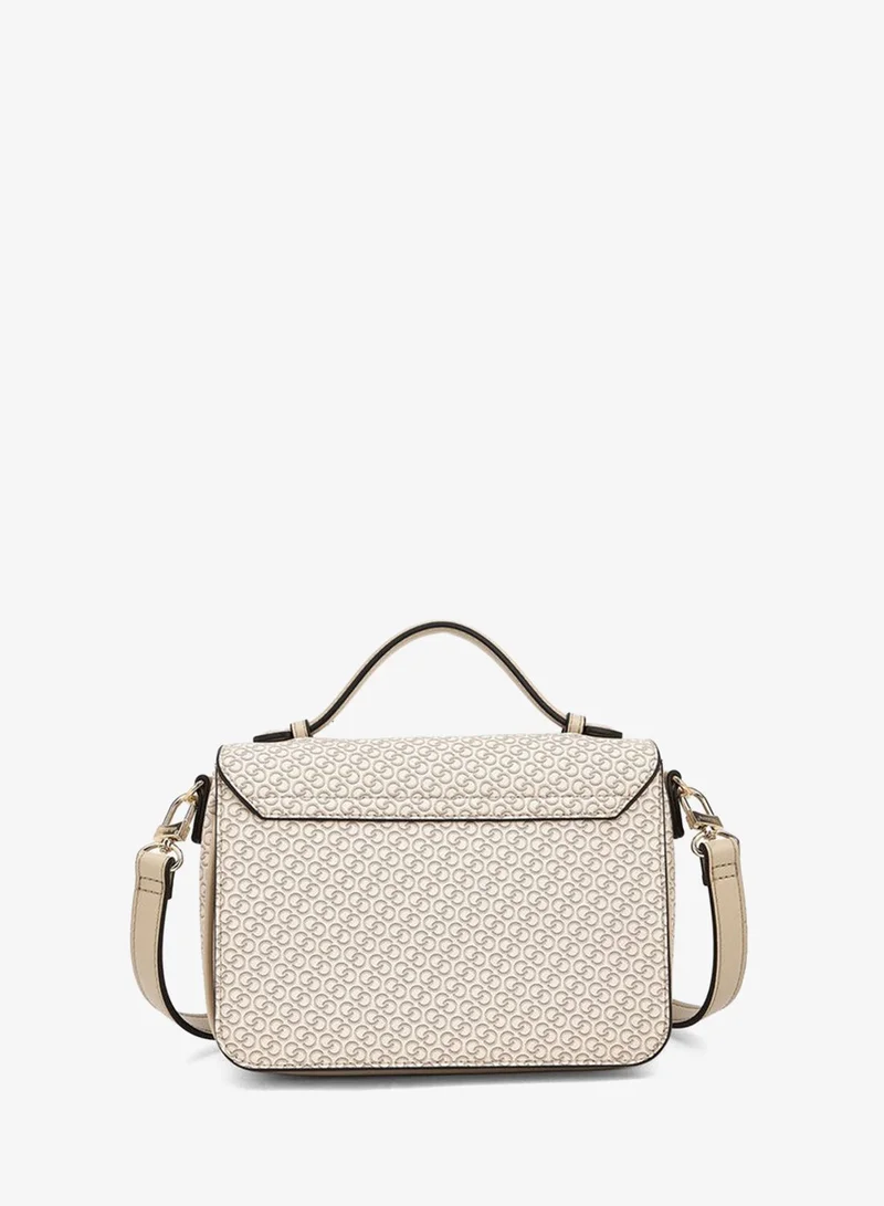 Celeste  Monogram Print Satchel Bag With Button Closure for Women | Best Price UAE