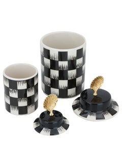 Alsaif Alif Porcelain Vase Set 2 Pieces 20/25 Cm White Black  - Image 2