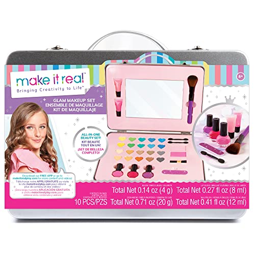 Make It Real: Glam Makeup Set - 10 Piece Travel Hard Case, Tweens & Girls, All-in-One Cosmetic & Beauty Kit, Includes Instrumental Dream Guide for Inspiration, Nails-Lips-Face, Kids Ages 8+ - Image 1