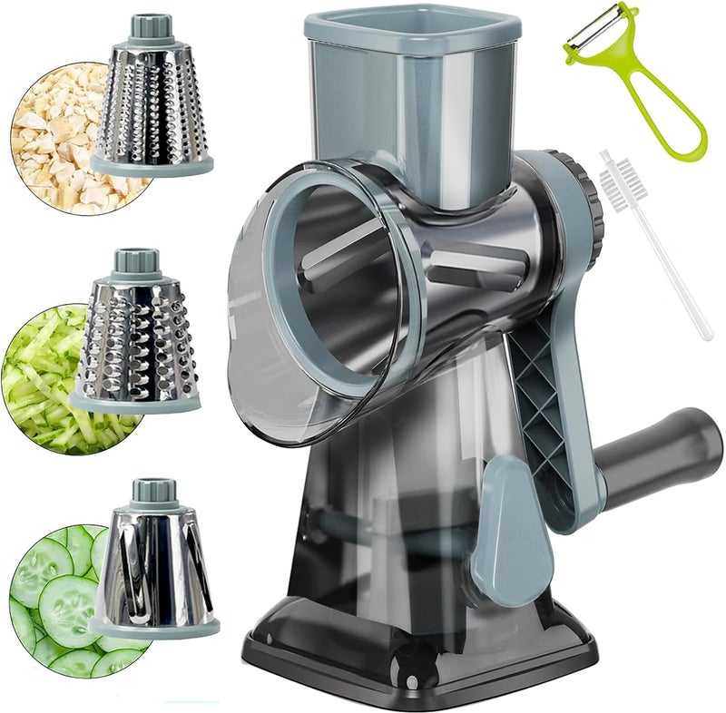 YOUCZON Rotary Cheese Grater MultiPurpose Stainless Steel Cheese Shredder Cheese Grater With Handle Effortless Grating of Carrots Potatoes Vegetables and Fruits blue
