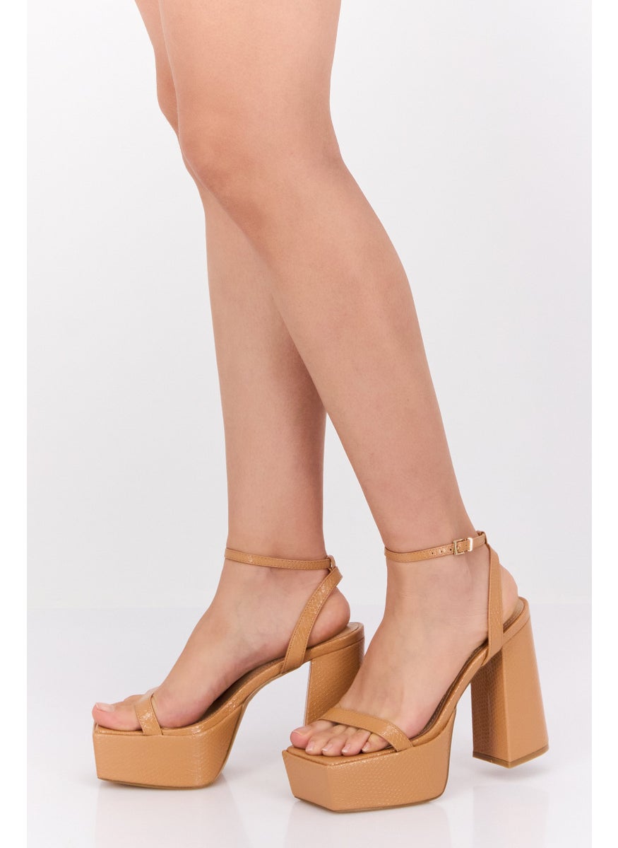 Simmi London - Women Adjustable Buckle Sandal, Tan - Image 1