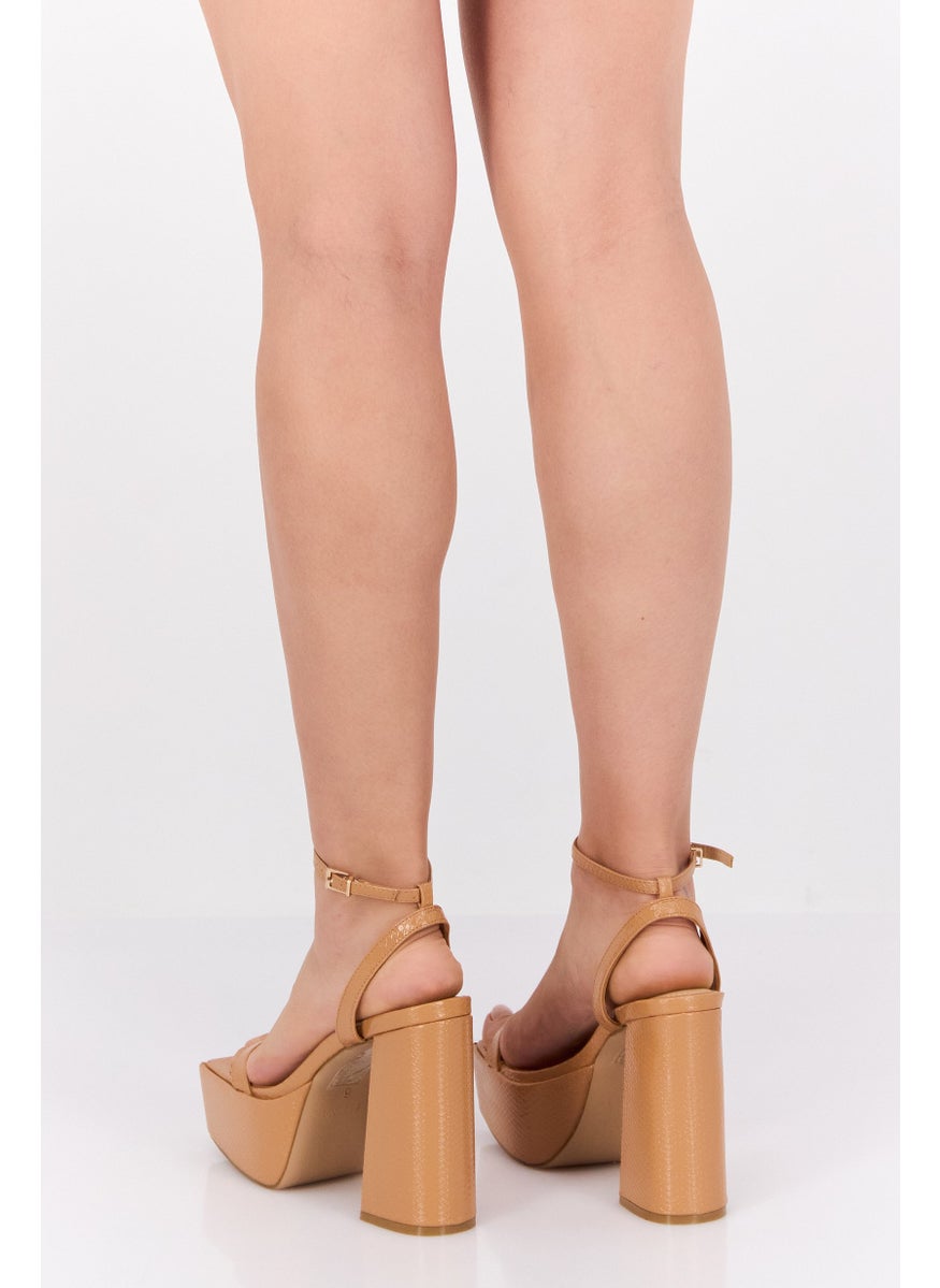 Simmi London - Women Adjustable Buckle Sandal, Tan - Image 1
