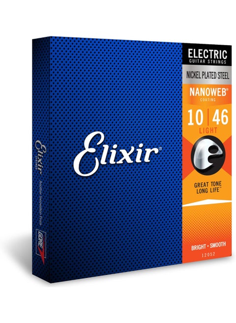 Elixir Strings, Electric Guitar Strings, Nickel Plated Steel with NANOWEB Coating, Longest-Lasting Bright Tone with Comfortable Feel, 6 String Set, Light 10-46