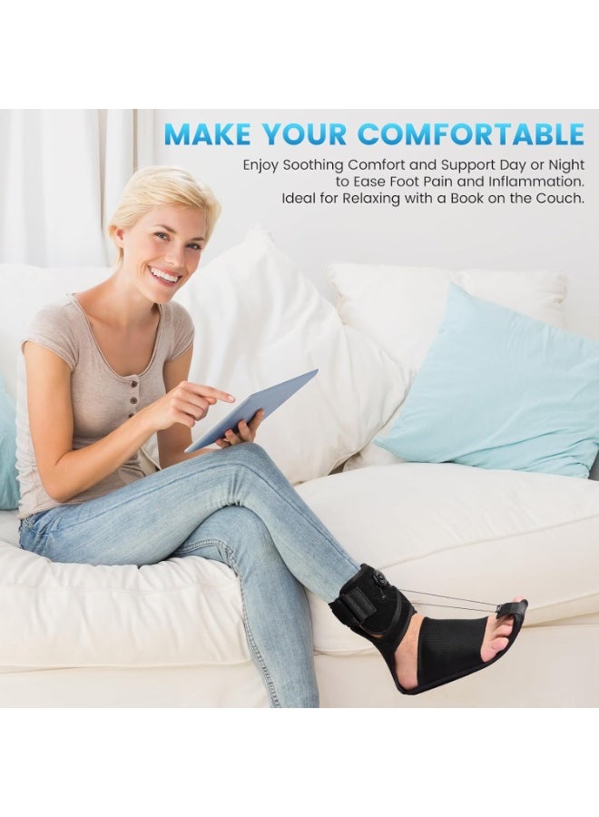 كيلا جبيرة ليلية لالتهاب اللفافة الأخمصية - دعامة قابلة للتعديل لتخفيف التهاب اللفافة الأخمصية مع وسادة قوسية للنساء (مقاس 6.5-10.5) والرجال (مقاس 5-9)، لتخفيف آلام القدم المتدلية والتهاب وتر العرقوب وألم الكعب - Image 2