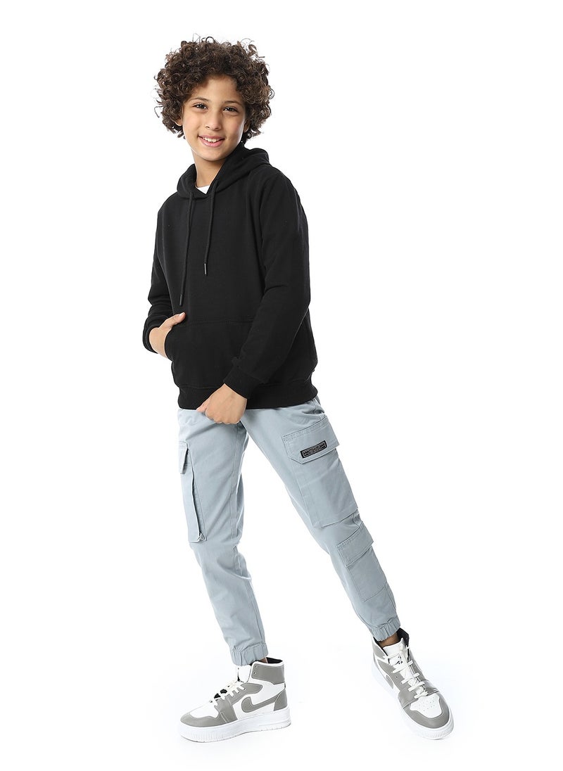 Andora - Elastic Waist Boys Cargo Pants_Greyish Blue - Image 1