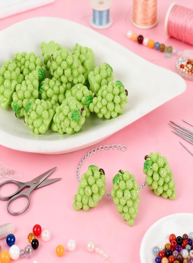 Luckforest Miniature Artificial Grapes, 15 Pcs Resin Simulation Grapes Artificial Mini Fruit for Home Mini Kitchen Cabinet Props DIY Crafts Decor, Green - Image 3