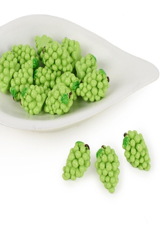 Luckforest Miniature Artificial Grapes, 15 Pcs Resin Simulation Grapes Artificial Mini Fruit for Home Mini Kitchen Cabinet Props DIY Crafts Decor, Green - Image 1