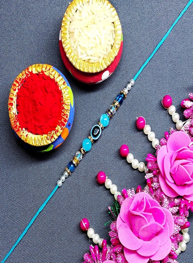 Anant Infinity Vibrant Evil Eye Bracelet for Baby Safe and Stylish Protection, Bhaiya, Bhai, Kids, Pearl, Beads, Bro, Bracelet With Roli Chawal & Greeting Card, AI-365 - Image 3
