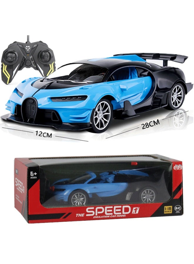 Children's Electric Remote Control Toy Car Wireless Induction Light Remote Control Sports Car Big Gift Box Car Model Toy Car Cross-border-Color:Veyron Remote Control Car-blue-Proportion:1:16  - Image 1